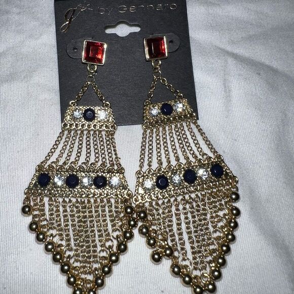G by Gennaro Large Bead and Gemstone Boho Chandelier Earrings - Picture 4 of 8